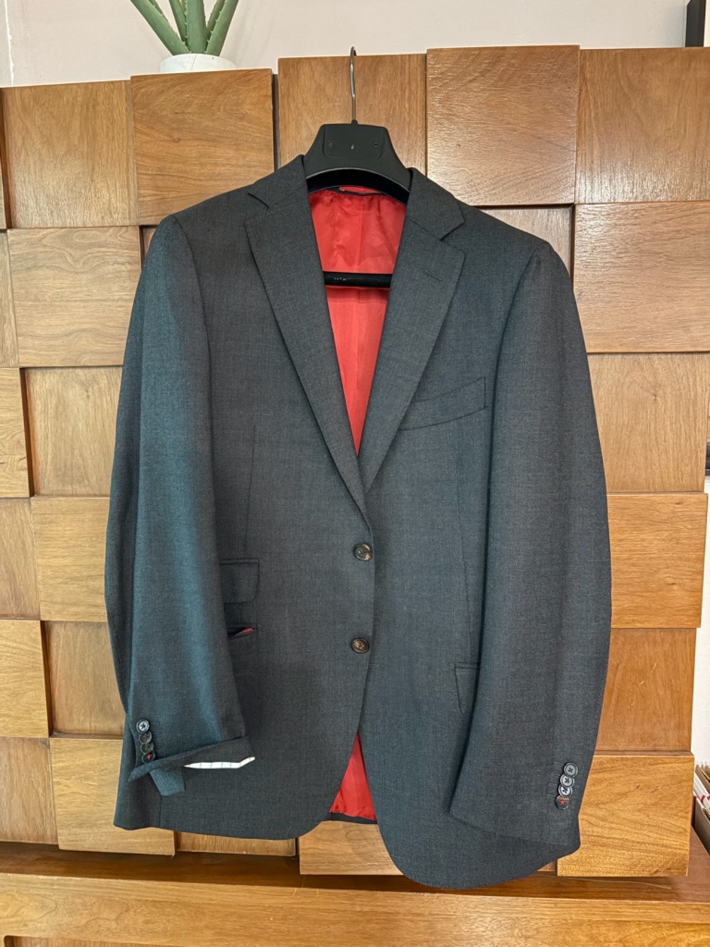 Suitsupply Dark Gray Blazer with Red Lining
